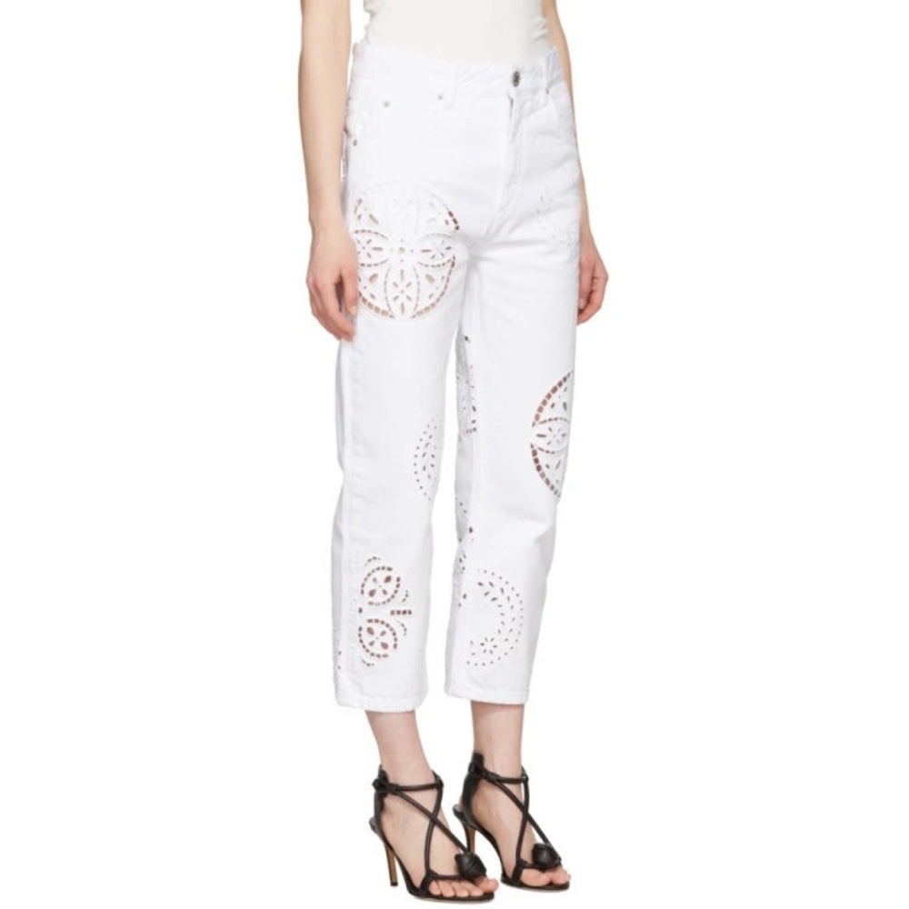 Isabel Marant White Cropped Jeans with Cutout Details